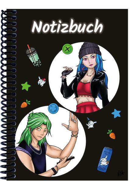 A 5 Notizbuch Manga Quinn und Enora schwarz liniert