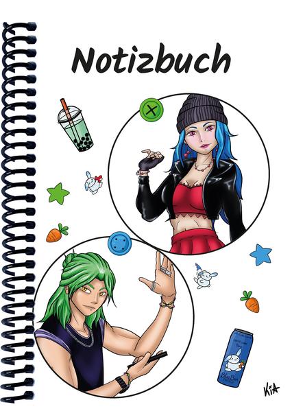 A 4 Notizbuch Manga Quinn und Enora weiß kariert