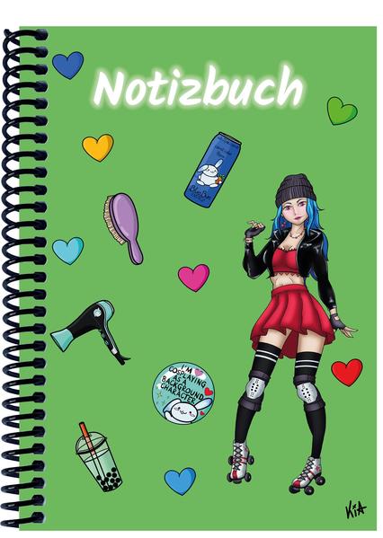 A 5 Notizbuch Manga Enora grün kariert
