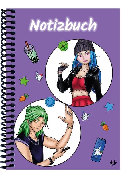 A 4 Notizbuch Manga Quinn und Enora lila liniert