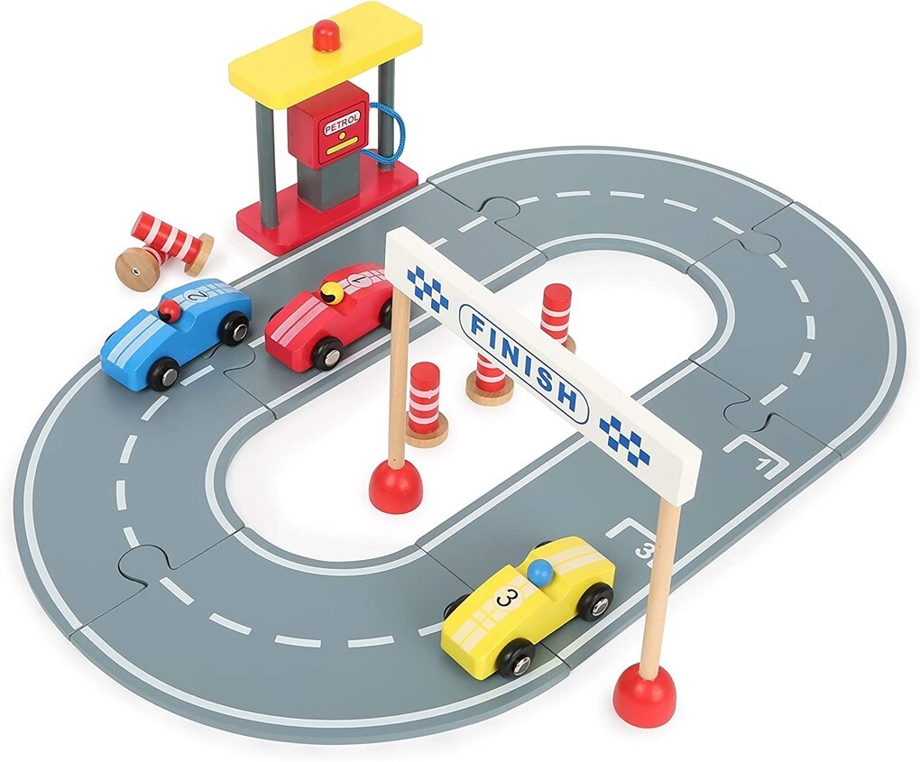 Image of Small foot 12013 - Autorennbahn inkl. Spielset Holz 18-teilig