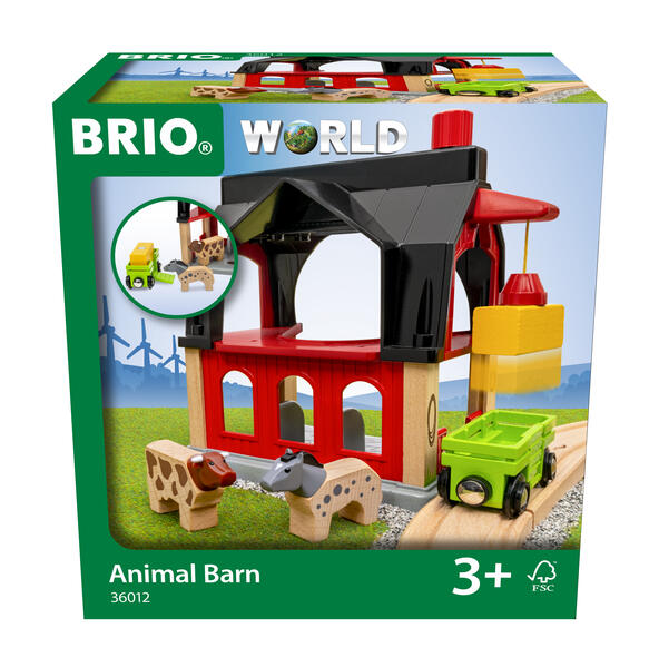 36012 BRIO Tierscheune mit Heuwaggon - Zubehör zum Zugset für Kinder ab 3 Jahren