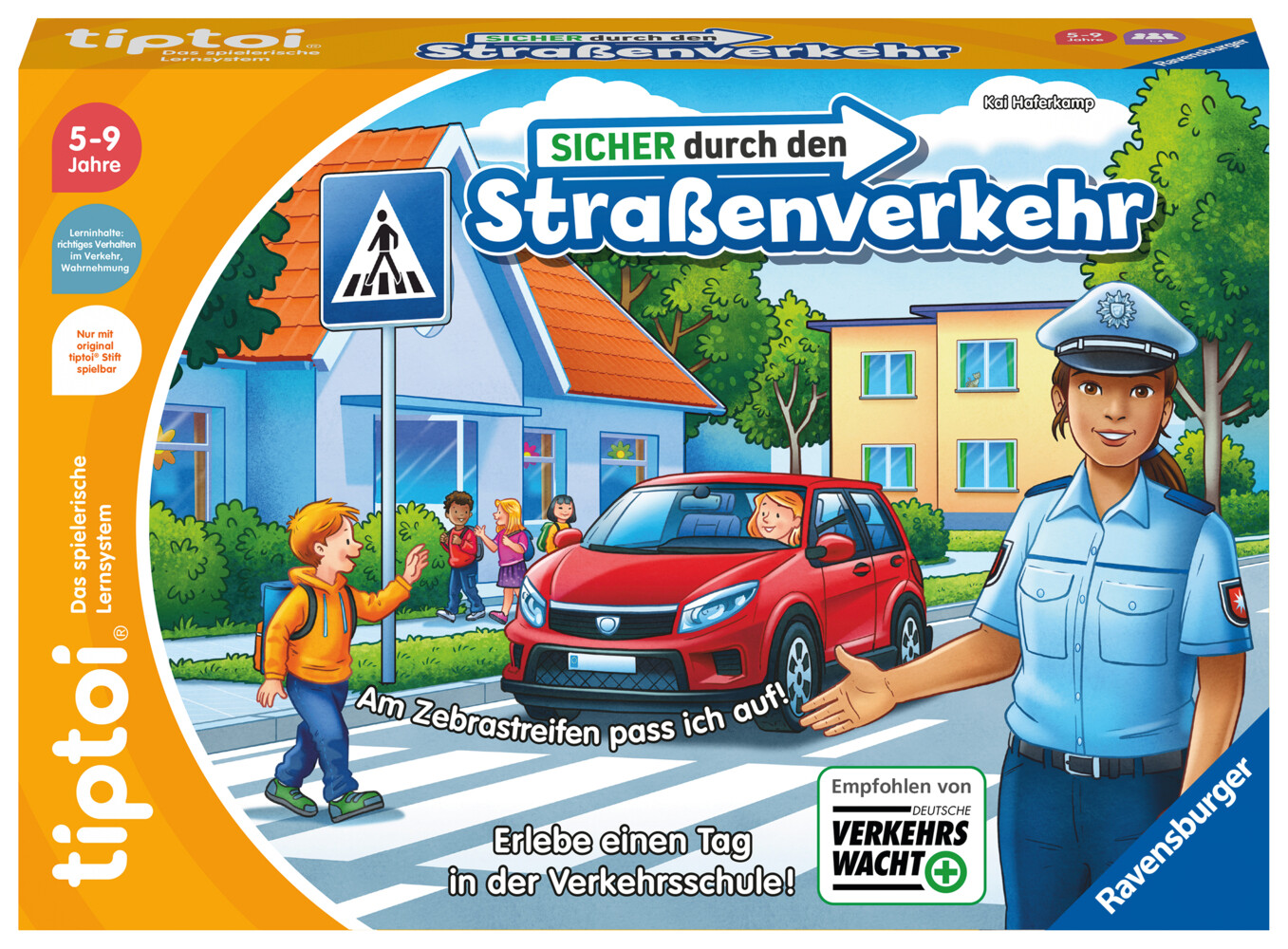 Ravensburger tiptoi Spiel 00173 - Sicher durch den Straßenverkehr - Lernspiel ab 5 Jahren lehrreiches Verkehrsspiel für Jungen und Mädchen für 1-4 Spieler