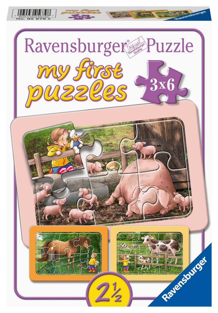 Ravensburger Kinderpuzzle - 05679 Lotta auf dem Bauernhof - My First Puzzle für Kinder ab 25 Jahren mit 3x6 Teilen