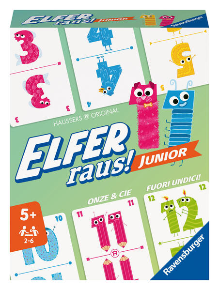 Ravensburger - 20947 Elfer Raus! Junior - Kartenspiel 2 - 6 Spieler Spiel ab 5 Jahren für Kinder und Erwachsene Zahlenraum 1-20