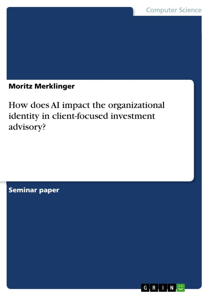 How does AI impact the organizational identity in client-focused investment advisory?