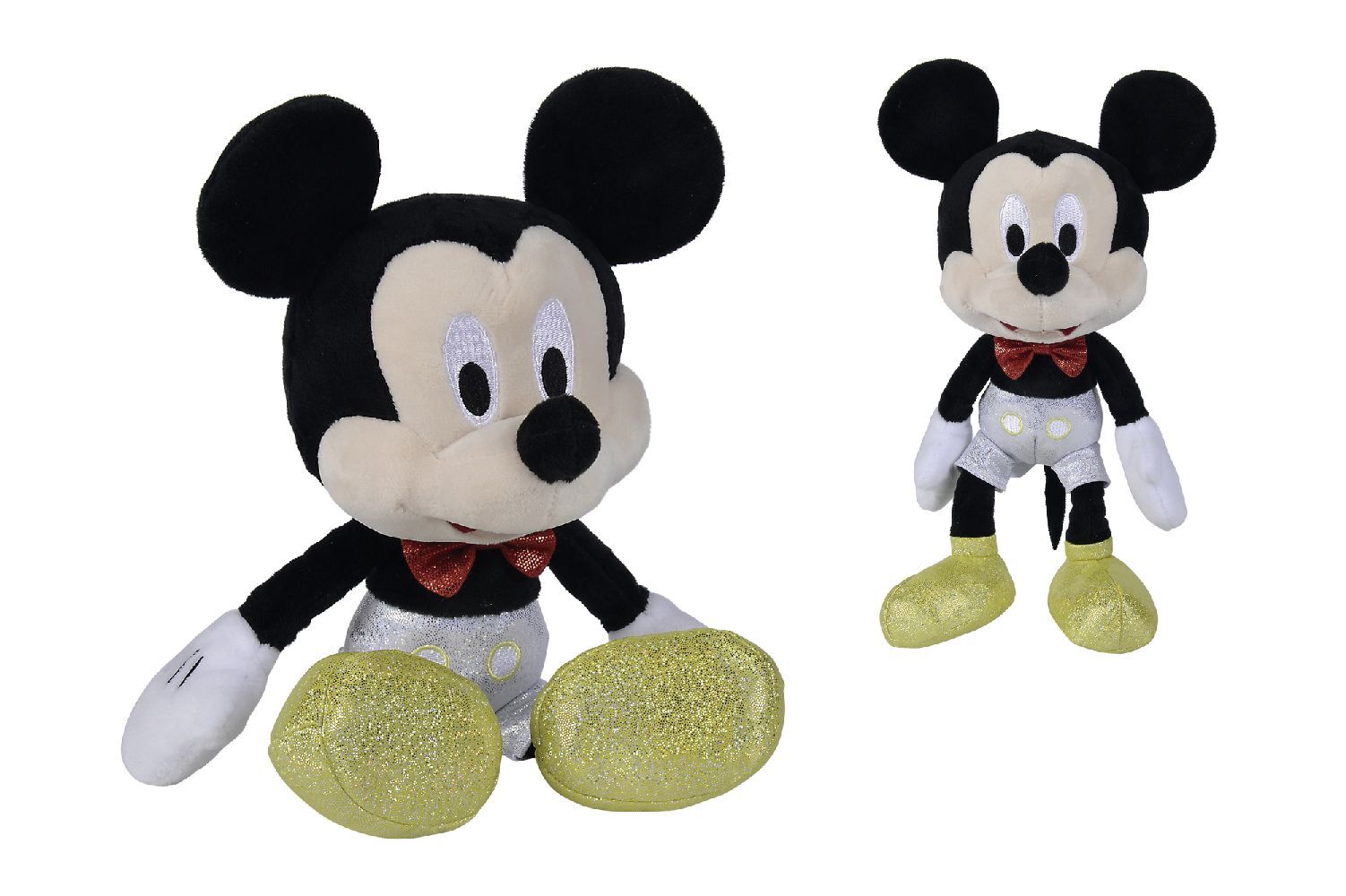 Simba 6315870395 - Disney 100 Jahre Platinum Collection Sparkly Mickey Mouse Plüschfigur 25 cm Jubiläumsedition