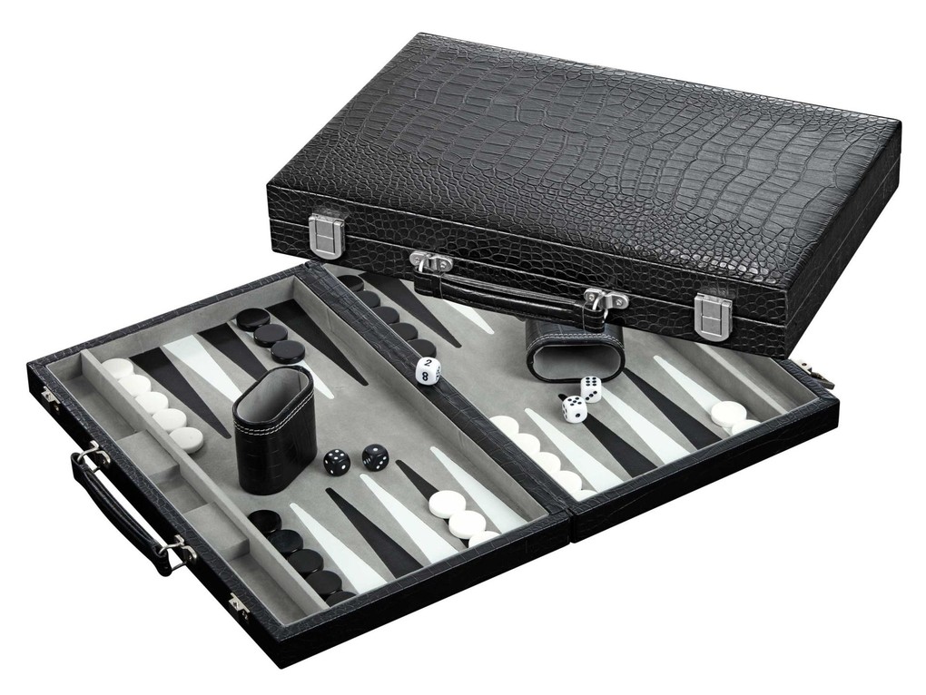 Philos 1733 - Backgammon grau medium Kunstleder
