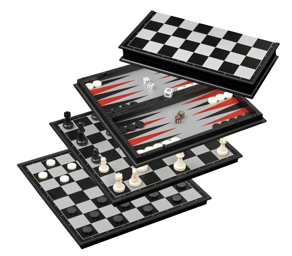 Image of Philos 2506 - Schach-Backgammon-Dame-Set Kunststoff Feld 37 mm magnetisch