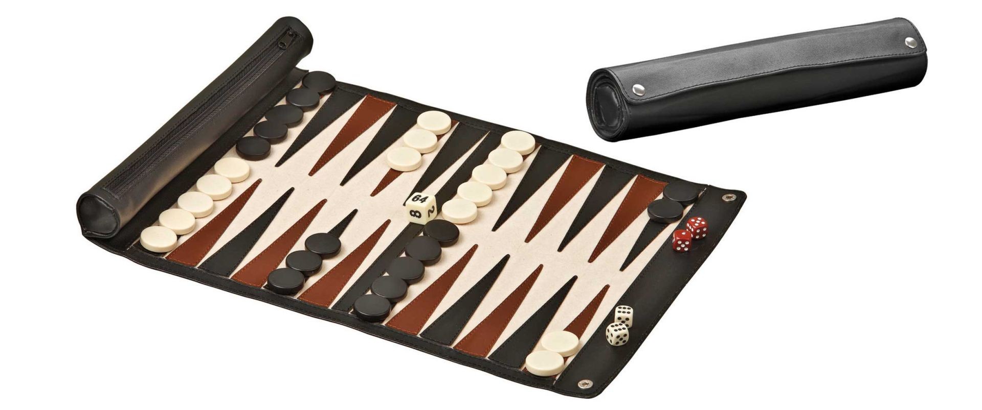 Philos 1713 - Backgammon Reisespiel rollbares Spielfeld Kunstleder