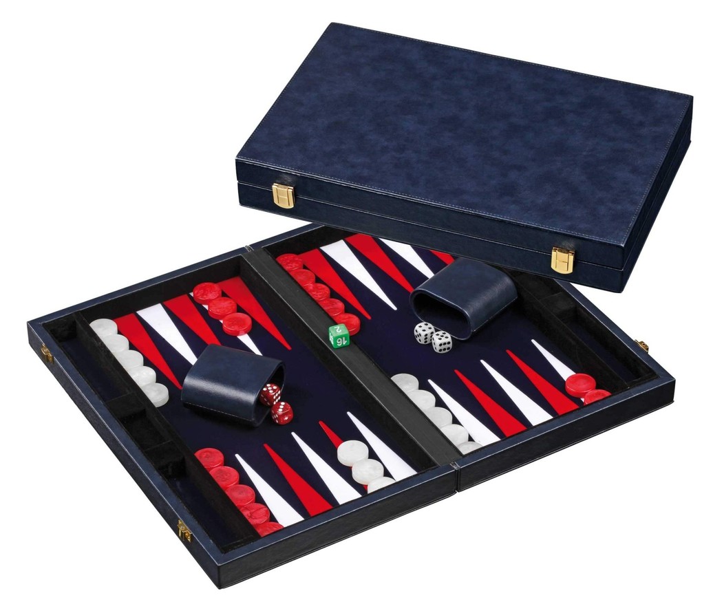 Philos 1734 - Backgammon blau medium Kunstleder