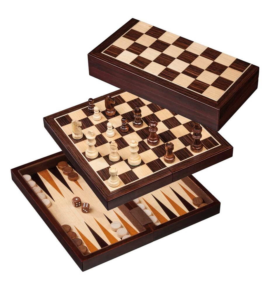 Image of Philos 2516 - Schach-Backgammon-Dame-Set Holz Feld 30 mm