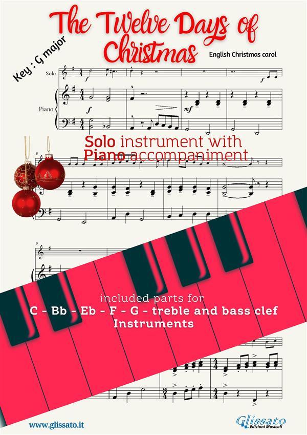 The twelve days of christmas (in G) for solo instrument w/ piano