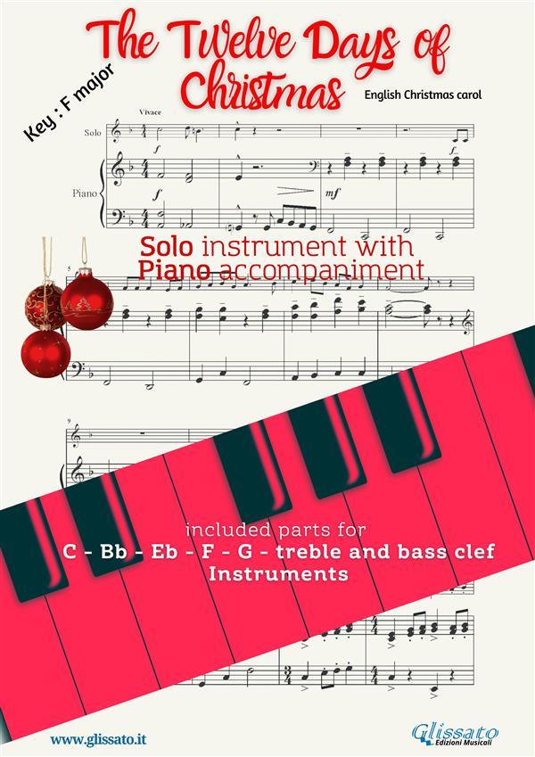 The twelve days of christmas (in F) for solo instrument w/ piano
