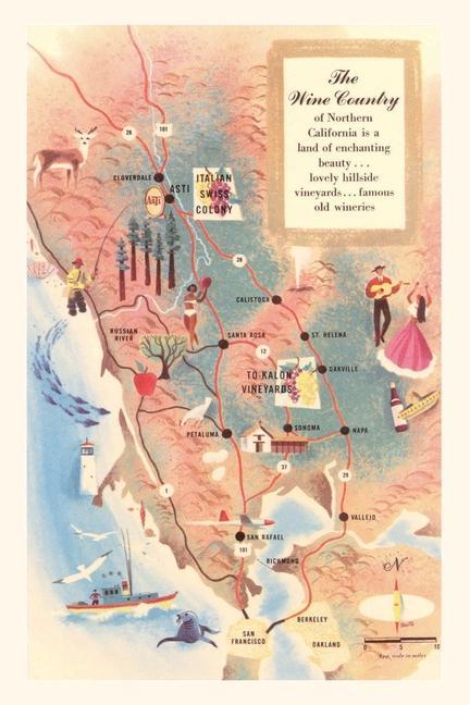 Vintage Journal Map of California Wine Country