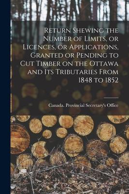 Return Shewing the Number of Limits or Licences or Applications Granted or Pending to Cut Timber on the Ottawa and Its Tributaries From 1848 to 185