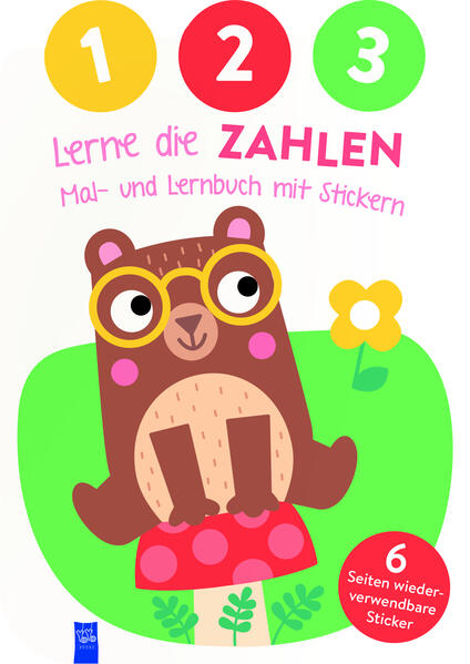 123 - Lerne die Zahlen - Mal- und Lernbuch mit Stickern (Cover Bär)