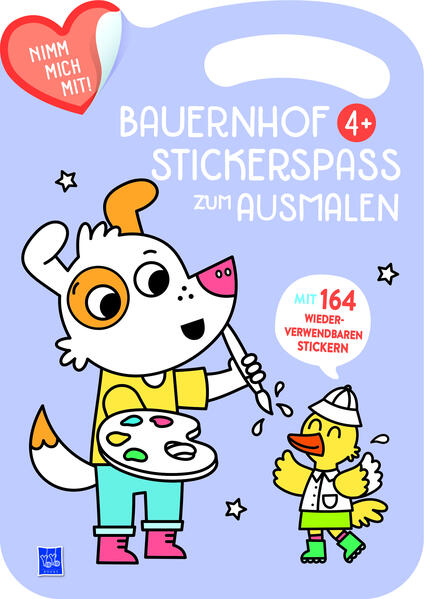 Bauernhof Stickerspaß zum Ausmalen 4+ (Cover violett Hund) m. 164 Beilage