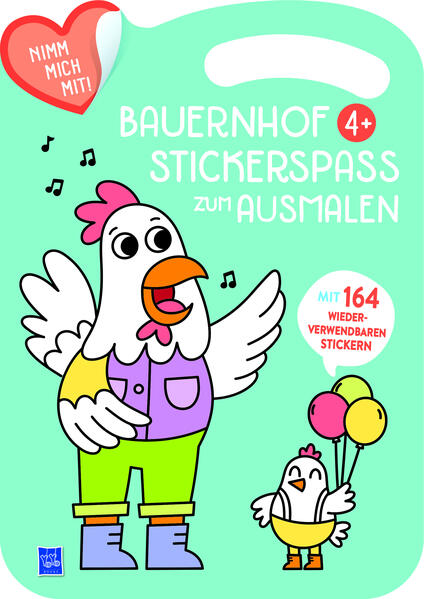 Bauernhof Stickerspaß zum Ausmalen 4+ (Cover blau Henne) m. 164 Beilage