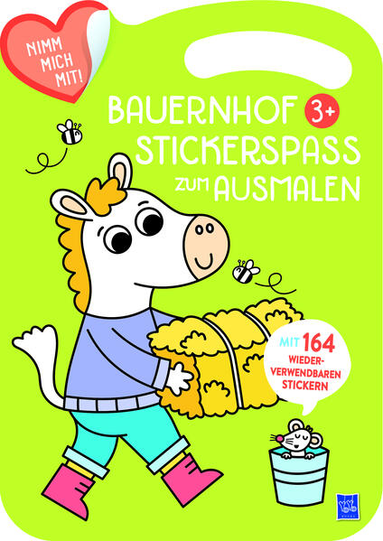 Bauernhof Stickerbuch zum Ausmalen 3+ (Cover grün Pferd) m. 164 Beilage