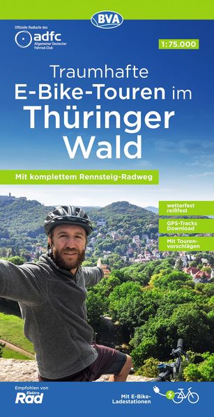 ADFC-Regionalkarte Traumhafte E-Bike-Touren im Thüringer Wald 1:75.000 mit Tagestourenvorschlägen reiß- und wetterfest GPS-Tracks-Download