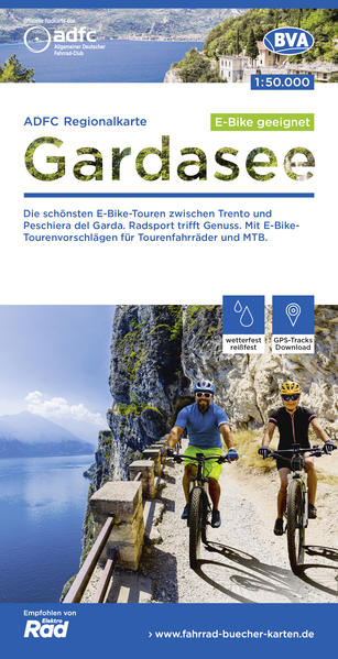 ADFC-Regionalkarte Gardasee 1:50.000 E-Bike-geeignet reiß- und wetterfest GPS-Tracks-Download