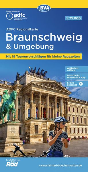 ADFC-Regionalkarte Braunschweig und Umgebung 1:75.000 mit Tagestourenvorschlägen reiß- und wetterfest E-Bike-geeignet GPS-Tracks-Download
