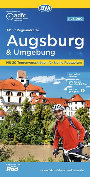 ADFC-Regionalkarte Augsburg und Umgebung 1:75.000 mit Tagestourenvorschlägen reiß- und wetterfest E-Bike-geeignet GPS-Tracks-Download