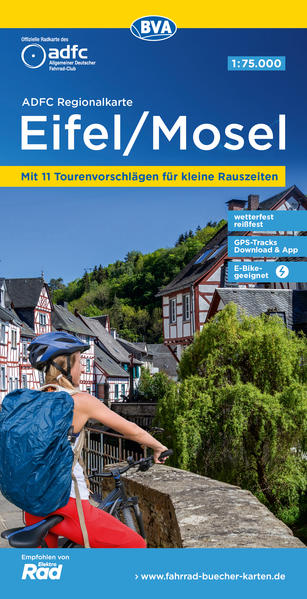 ADFC-Regionalkarte Eifel/ Mosel 1:75.000 mit Tagestourenvorschlägen reiß- und wetterfest E-Bike-geeignet GPS-Tracks-Download