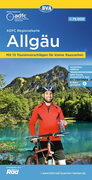 ADFC-Regionalkarte Allgäu 1:75.000 mit Tagestourenvorschlägen reiß- und wetterfest E-Bike-geeignet GPS-Tracks-Download
