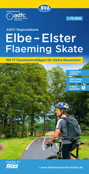 ADFC-Regionalkarte Elbe-Elster-Flaeming Skate 1:75.000 reiß- und wetterfest mit kostenlosem GPS-Download der Touren via BVA-website oder Karten-App