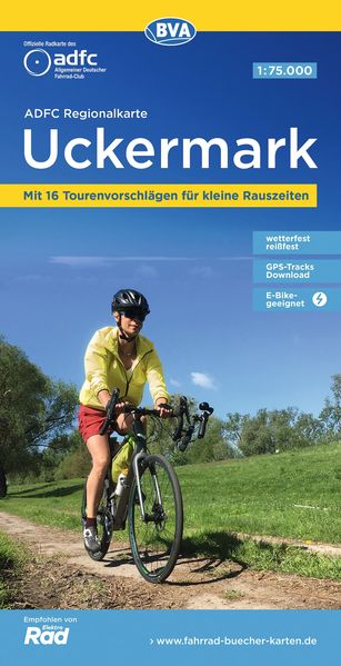 ADFC-Regionalkarte Uckermark 1:75.000 mit Tagestourenvorschlägen reiß- und wetterfest E-Bike-geeignet GPS-Tracks-Download