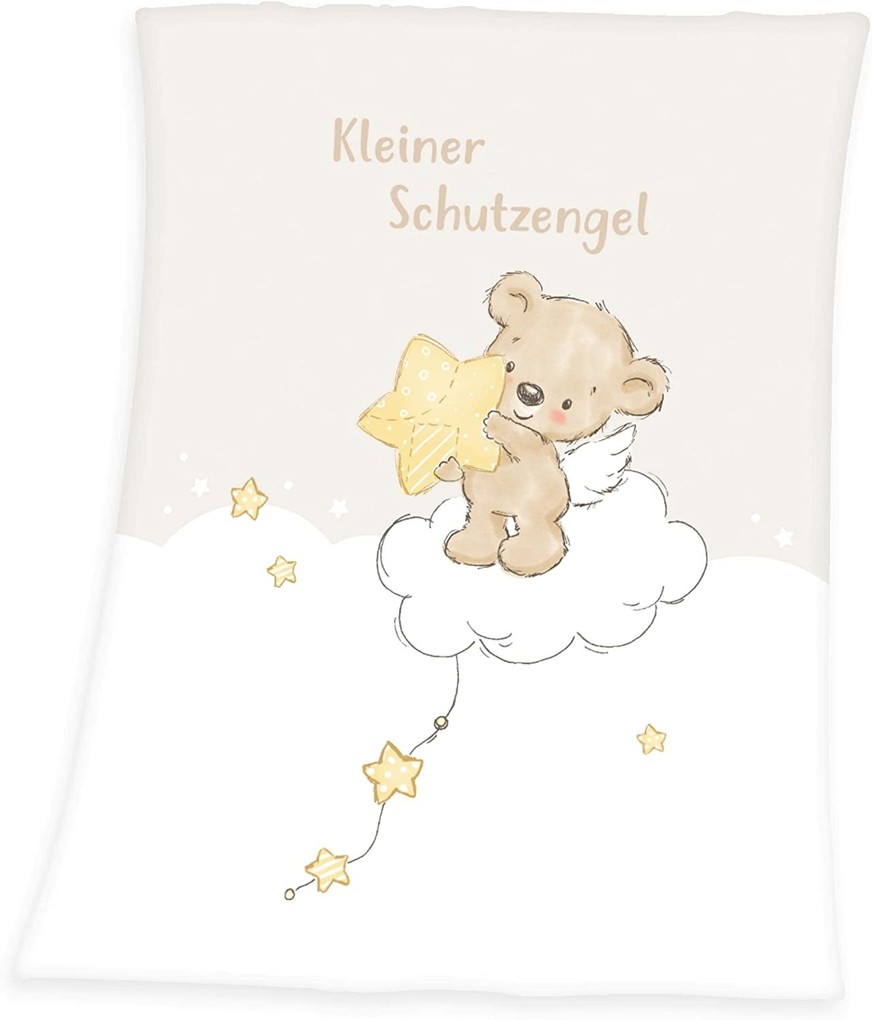 Herding 1440232014 - babybest® Babydecke Kleiner Schutzengel Microfaser weiss/beige 75x100 cm