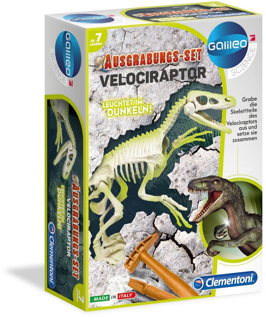 Clementoni - Galileo - Ausgrabungs-Set Velociraptor