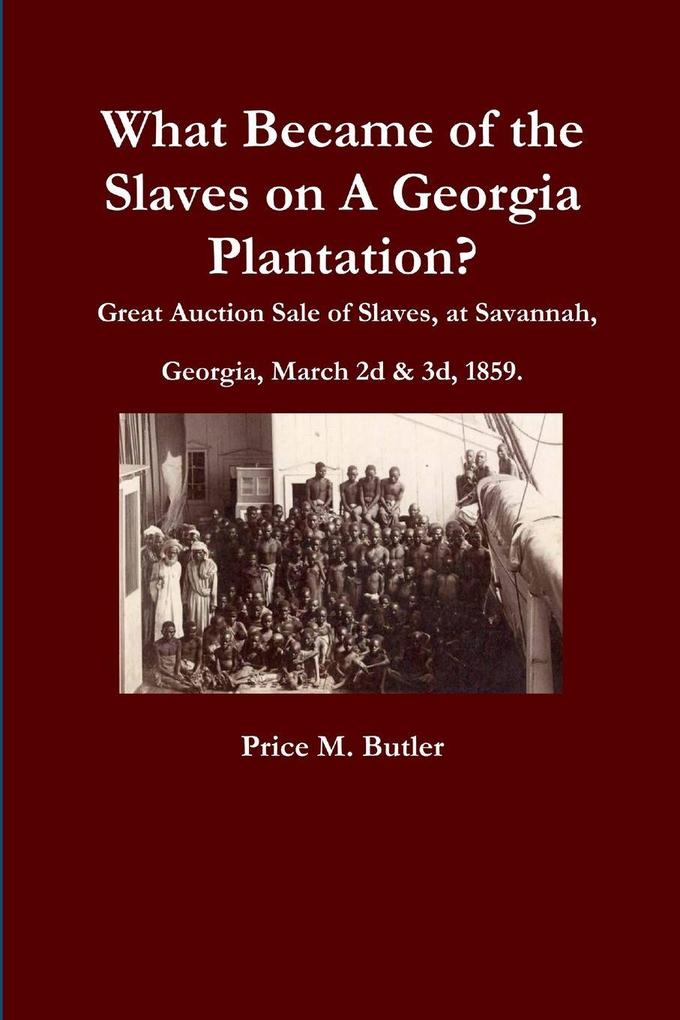 What Became of the Slaves on A Georgia Plantation? Great Auction Sale of Slaves at Savannah Georgia March 2d & 3d 1859.