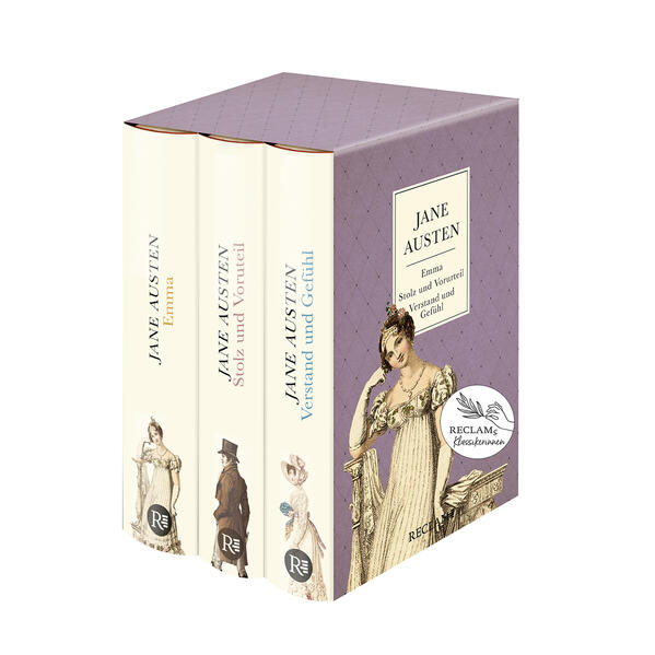 3 Bücher von Jane Austen im Schuber - Emma Stolz und Vorurteil Verstand und Gefühl - Reclam