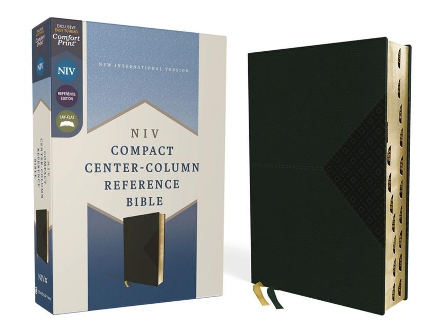 Niv Compact Center-Column Reference Bible Leathersoft Green Red Letter Thumb Indexed. Comfort Print