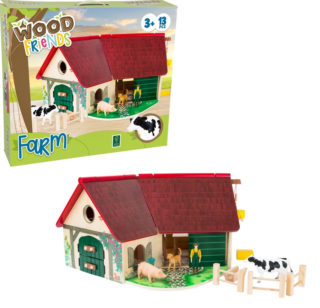 Small foot 11005 - Farm Woodfriends Bauernhof mit Zubehör Holz 13 Teile
