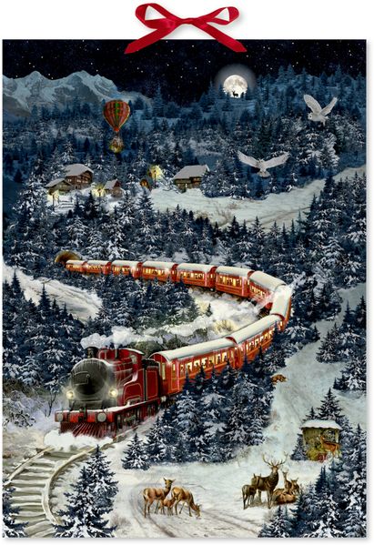 Wand-Adventskalender - Weihnachtsexpress in Winterlandschaft