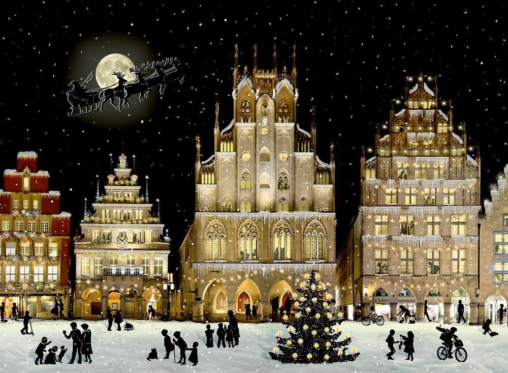 Coppenrath - Edition Barbara Behr - Weihnachtliches Stadtpanorama Wand-Adventskalender A4