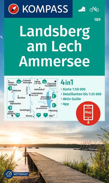 KOMPASS Wanderkarte 189 Landsberg am Lech Ammersee 1:50.000
