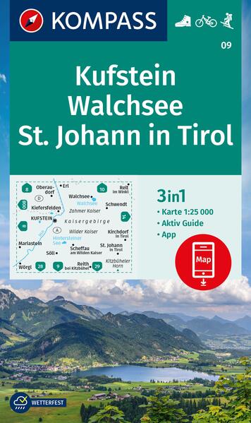 KOMPASS Wanderkarte 09 Kufstein Walchsee St. Johann in Tirol 1:25.000