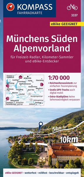 KOMPASS Fahrradkarte 3337 Münchens Süden Alpenvorland 1:70.000