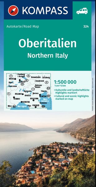KOMPASS Autokarte Oberitalien Italia settentrionale Northern Italy Italie du Nord 1:500.000