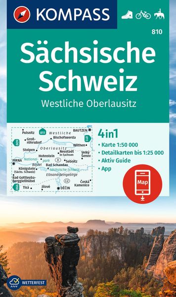 KOMPASS Wanderkarte 810 Sächsische Schweiz Westliche Oberlausitz 1:50.000
