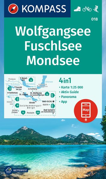 KOMPASS Wanderkarte 018 Wolfgangsee Fuschlsee Mondsee 1:25.000