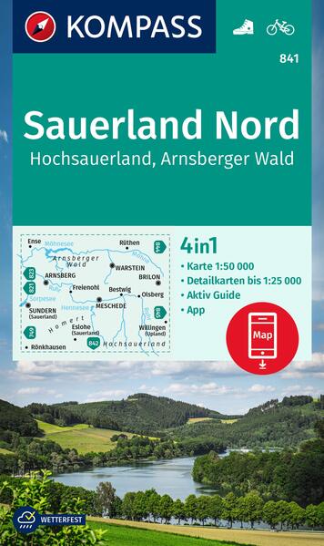 KOMPASS Wanderkarte 841 Sauerland Nord Hochsauerland Arnsberger Wald 1:50.000