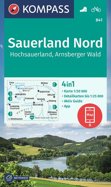 KOMPASS Wanderkarte 841 Sauerland Nord Hochsauerland Arnsberger Wald 1:50.000