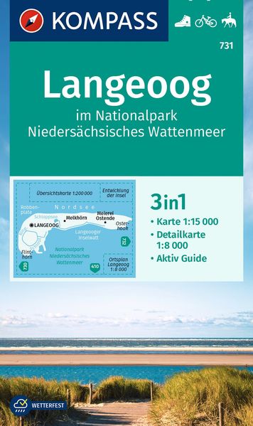 KOMPASS Wanderkarte 731 Langeoog im Nationalpark Niedersächsisches Wattenmeer 1:15.000