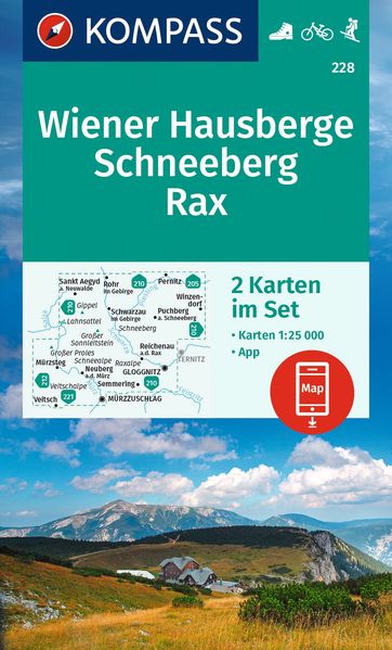 KOMPASS Wanderkarten-Set 228 Wiener Hausberge Schneeberg Rax (2 Karten) 1:25.000